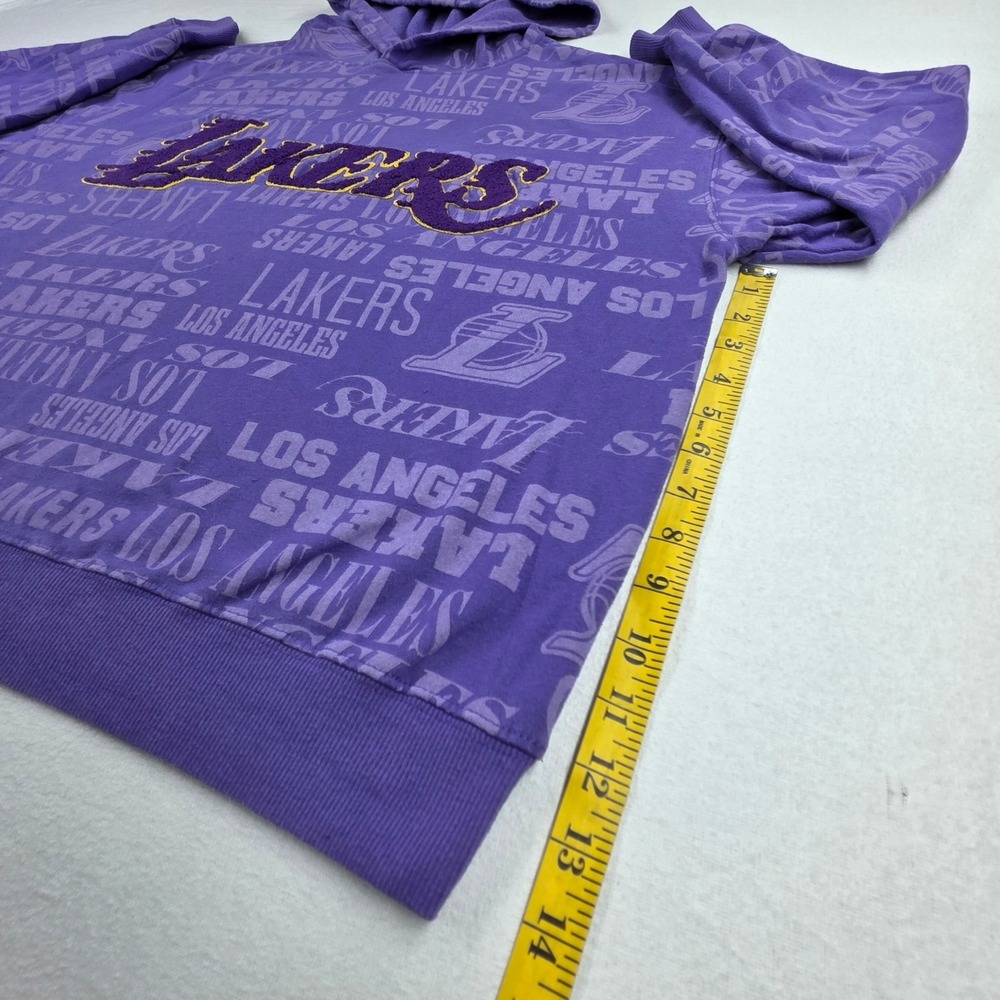 NBA Los Angeles Lakers Hoodie Purple All Over Print Chenille Logo Mens Large - Picture 5 of 9
